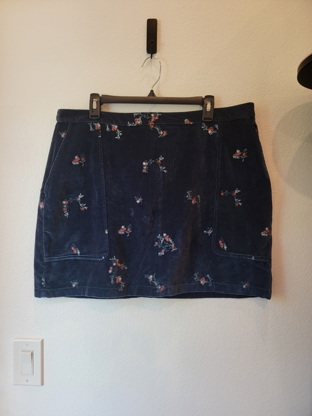 Fat Face Women's Navy Floral Corduroy Mini Skirt